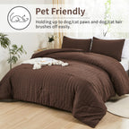 Avelom Brown Seersucker Twin Comforter Set (68X90 Inches), 2 Pieces-100% Soft Washed Microfiber Lightweight Comforter With 2 Pillowcases, All Season Down Alternative Comforter Set For Bedding