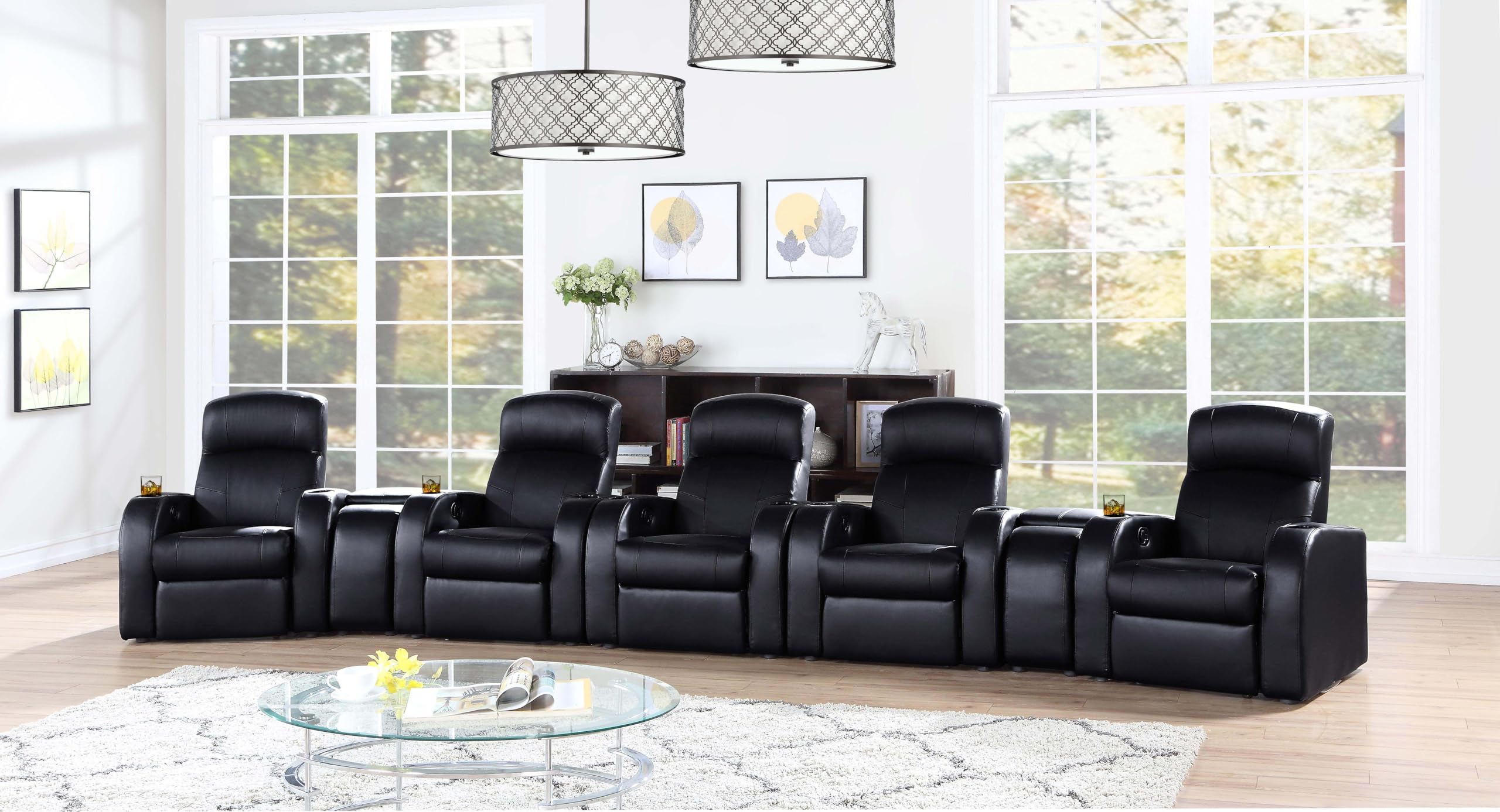 Coaster Cyrus 7-Piece Theater Seating (5R), Black