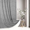 Boho Shower Curtain With Tassel Woven Fabric Grey Shower Curtain 72 X 72 Modern Farmhouse Textured Tufted Chevron Striped Minima