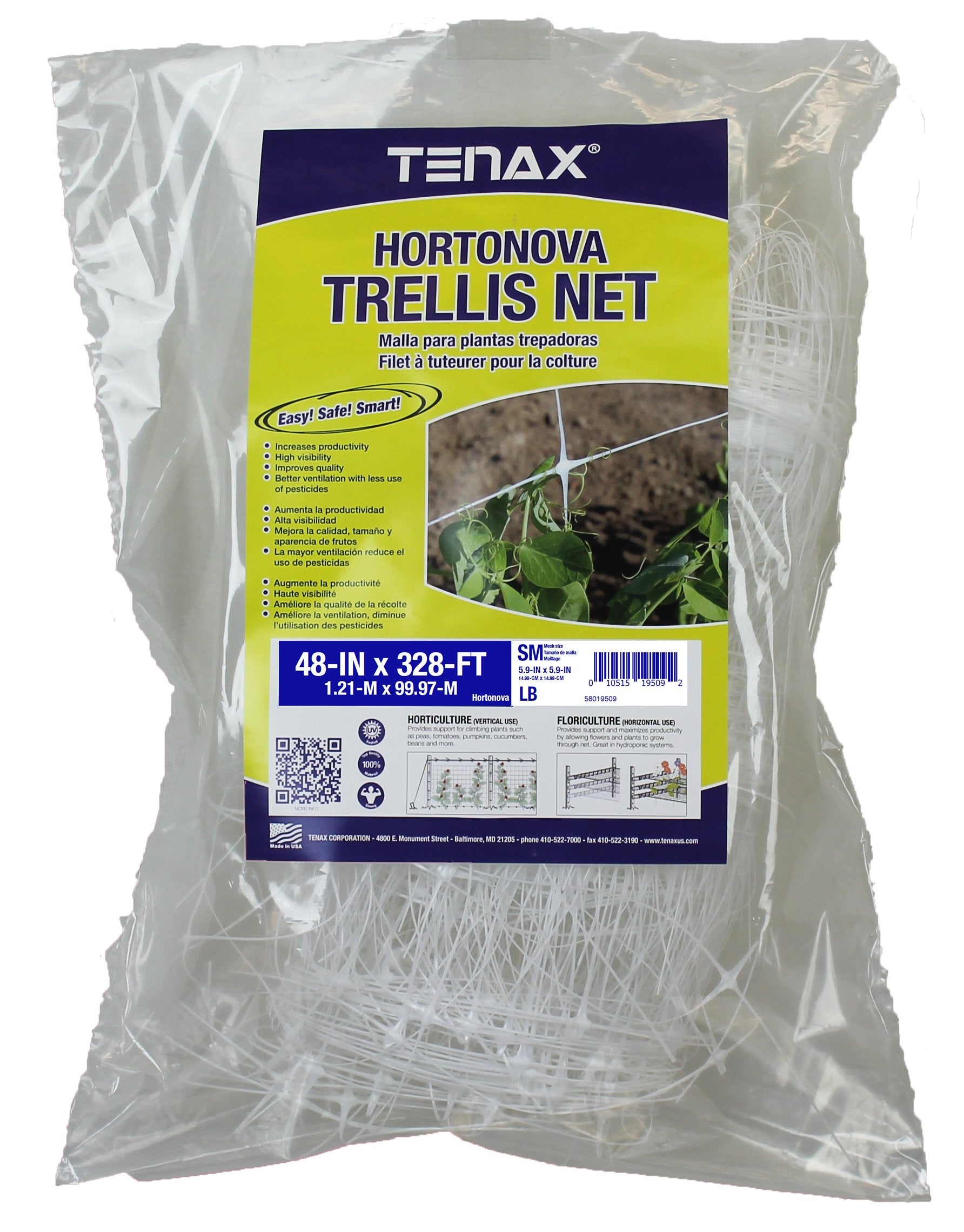 Tenax 100521793 Hortonova Sm Plant Trellis Net, 48' X 328' White