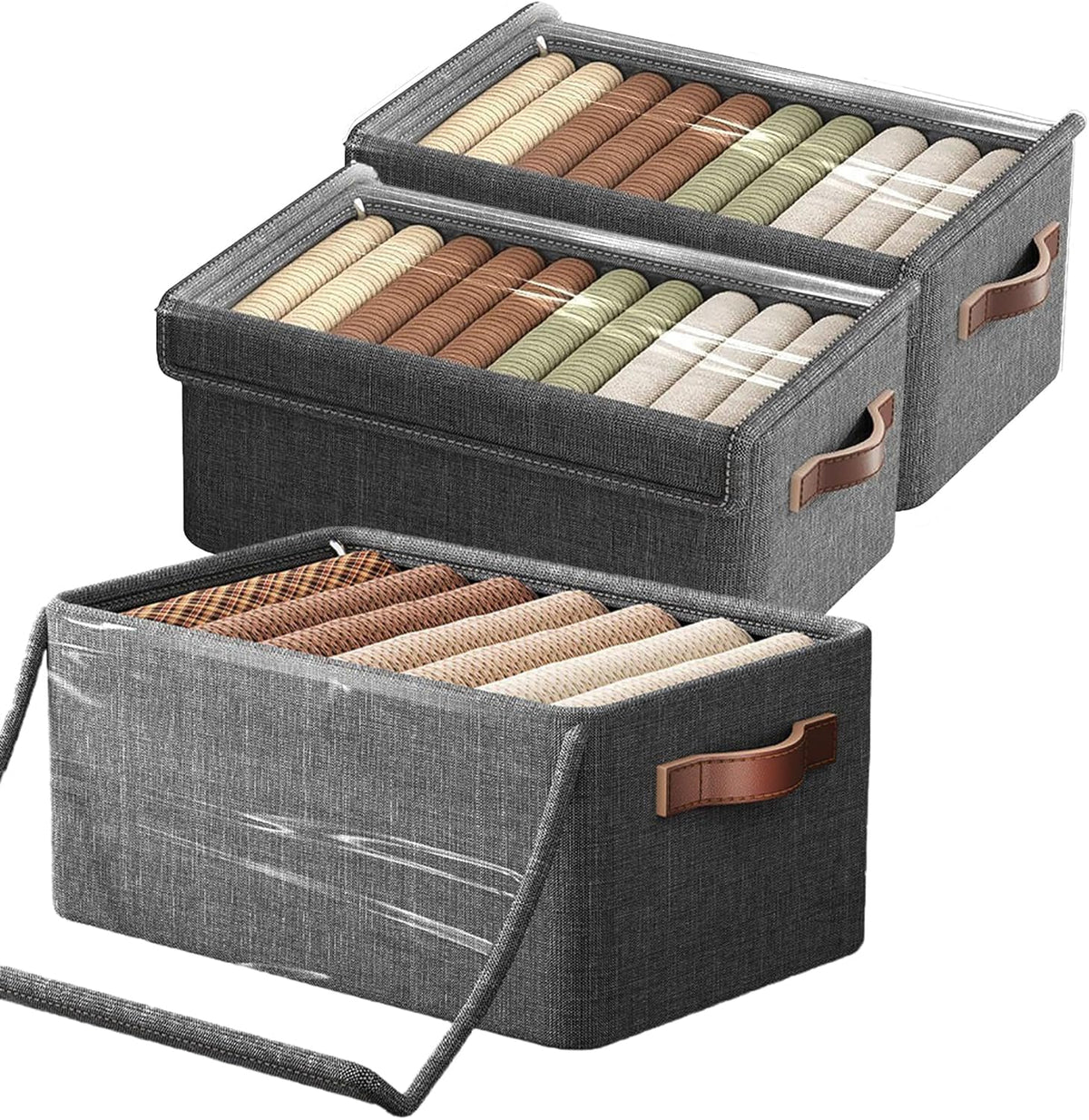 NEBULYX 26L Foldable Storage Box with Lid for Clothes, Durable Fabric Wardrobe Organizer, Collapsible Storage Basket for Sarees,