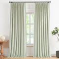 Vision Home Soft Green Pinch Pleated Full Blackout Curtains Linen Blended Room Darkening Curtain Panels 90 Inch For Living Room