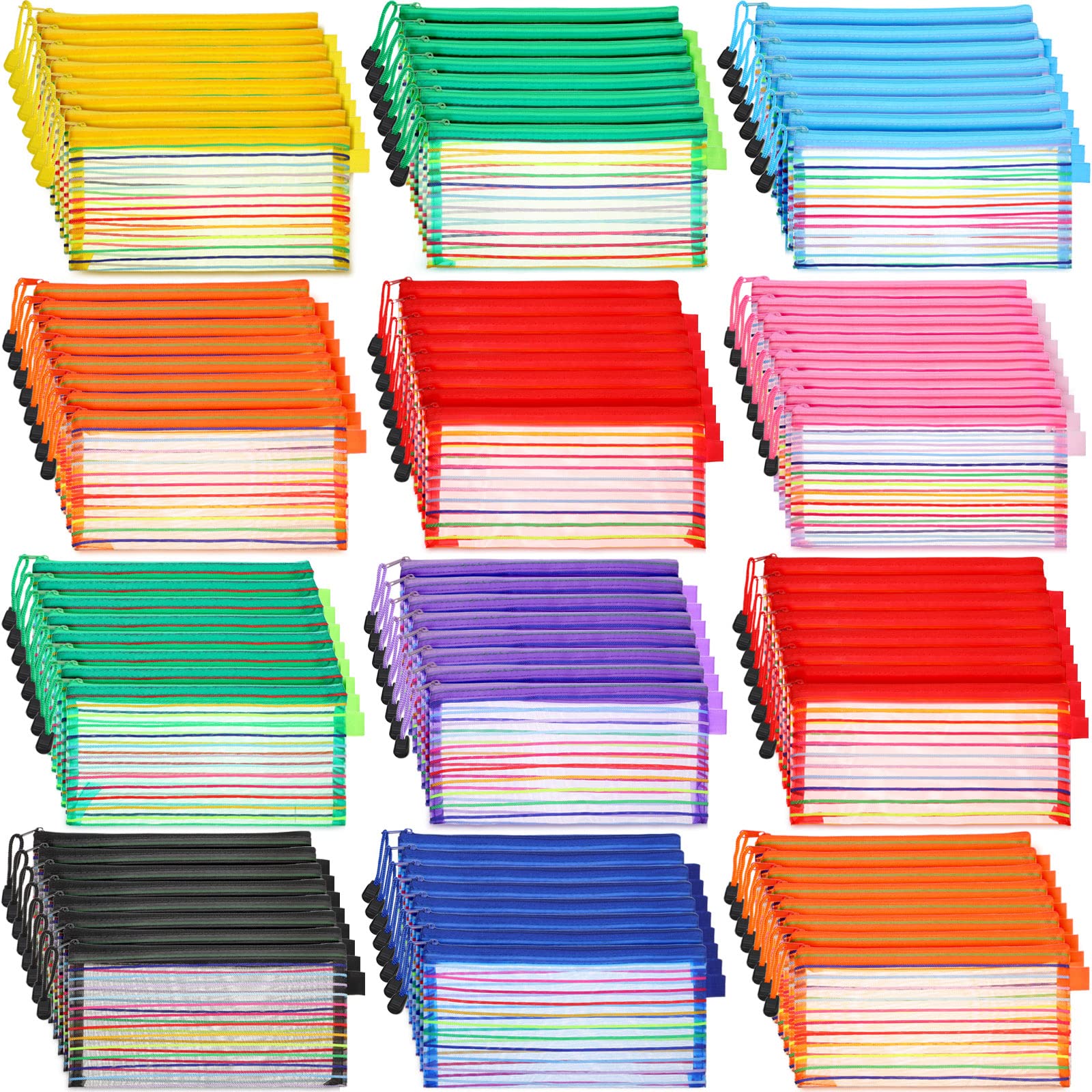 120 Pack Zipper Mesh Pouch Multicolor Pencil Pouch Mesh Bags With Zipper Mesh Cosmetics Bag Pencil Storage Pouch Multipurpose Me