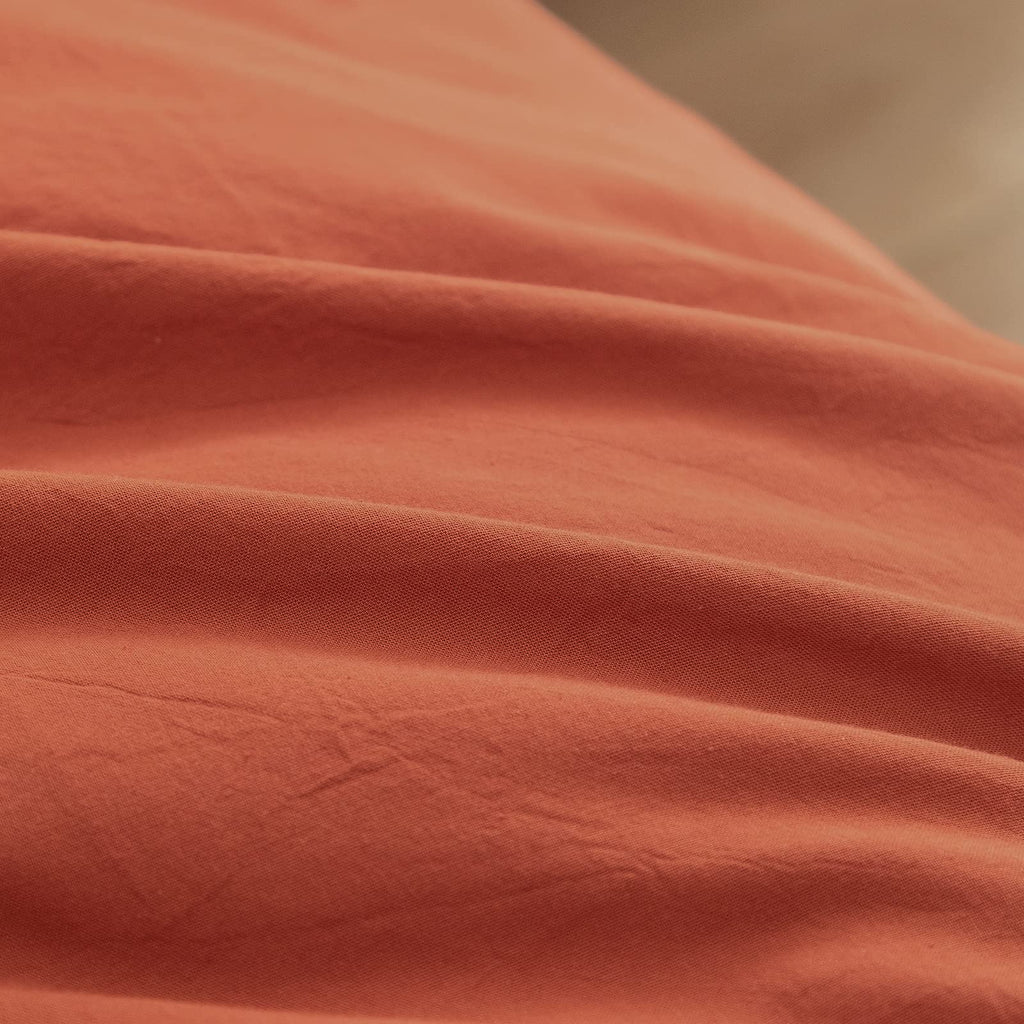 Bestouch Duvet Cover Set 100% Washed Cotton Linen Feel Super Soft Comfortable Chic Lightweight 3 Pcs Home Bedding Set Crimson Re