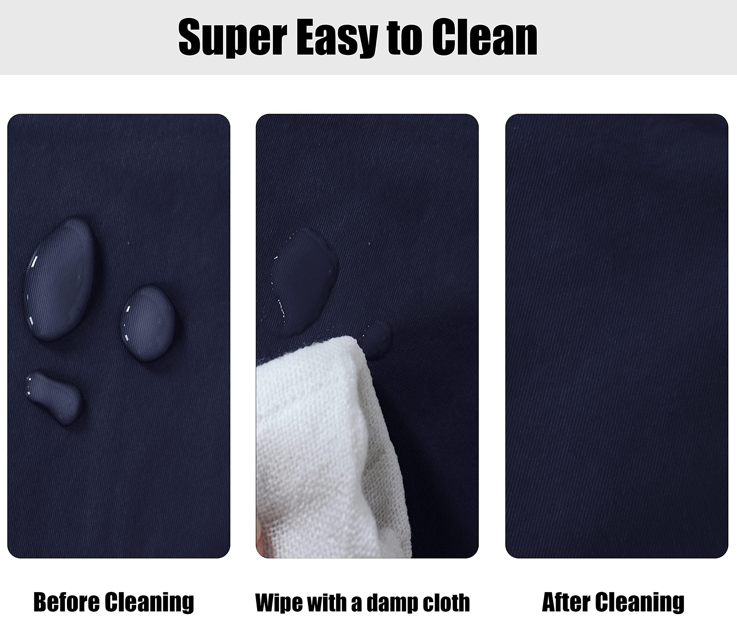 Lushvida Vinyl Fitted Table Cover Elastic Edged Plastic Table Cover… (Navy, Best For Up To 45'-56' Round)