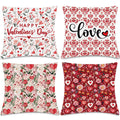 InIsaJace Valentine Throw Pillow Covers 18x18, 4PCS Valentines Day Pillow Covers Decorations, Aesthetic Hearts and Flower Valent