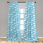 Ambesonne Cartoon Sky Curtains, Fluffy Clouds Pattern Window Treatments, Microfiber, Baby Blue, 56" x 63"