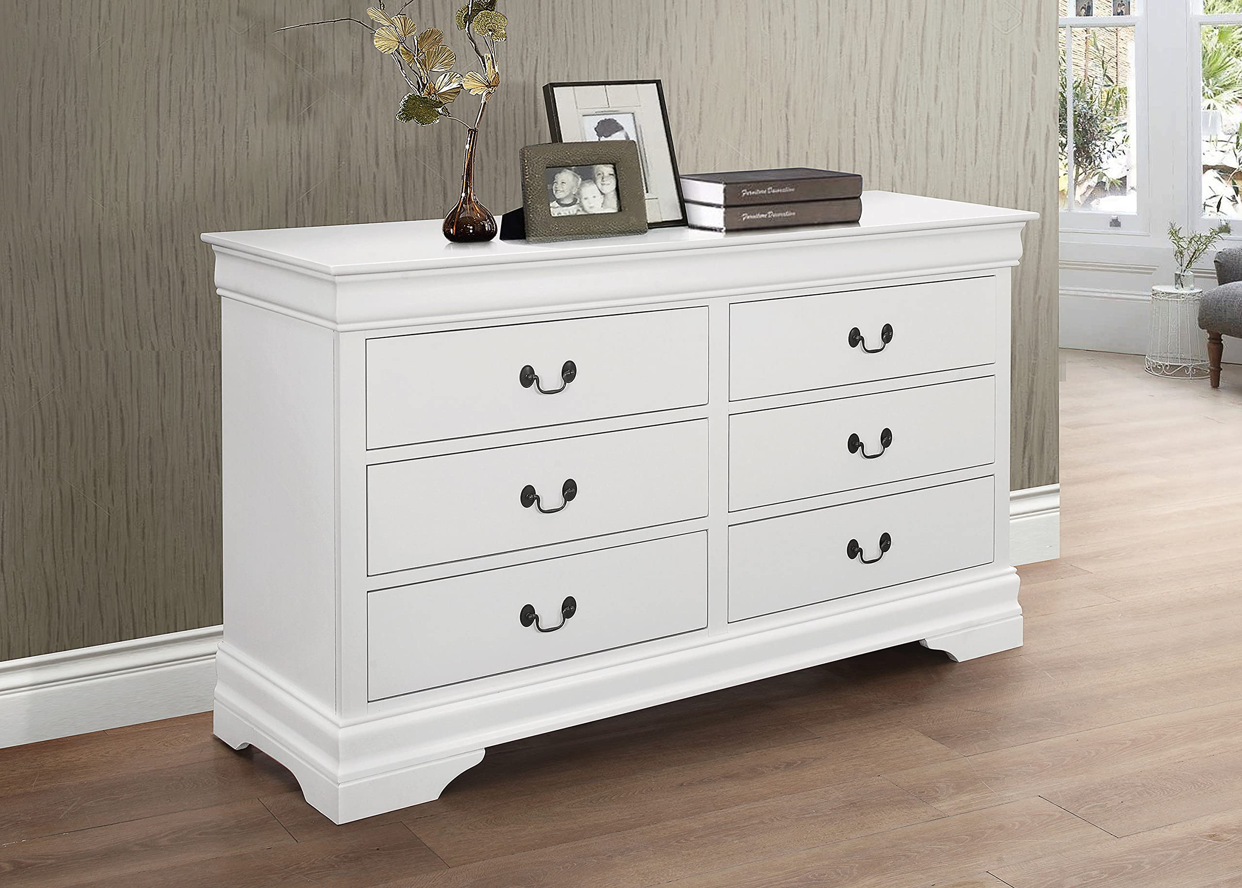 Coaster Furniture Louis Philippe 6-Drawer Dresser White 204693