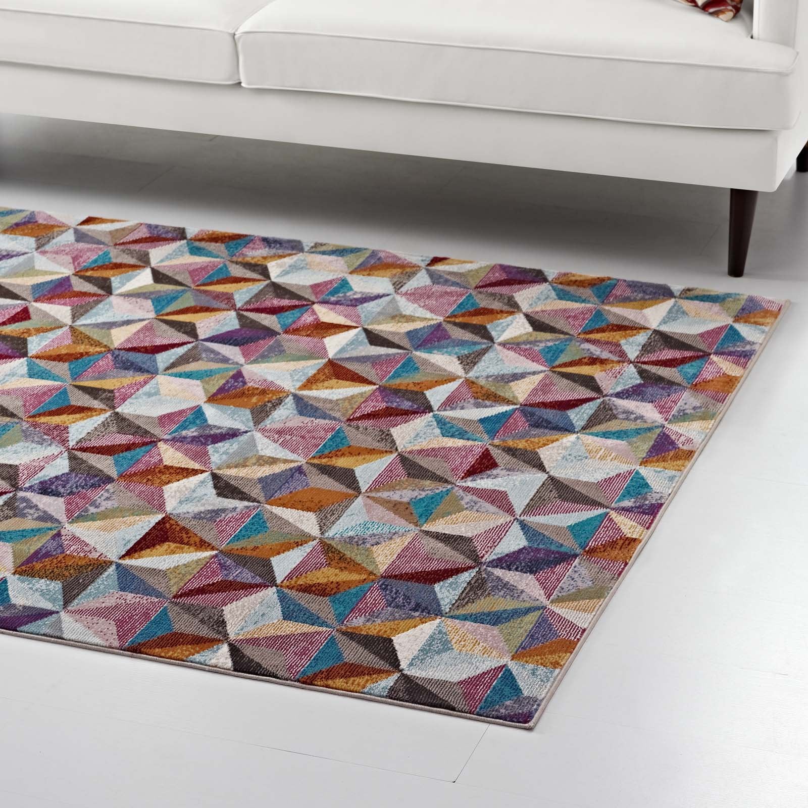 Modway Arisa Colorful Geometric Hexagon Mosaic 8X10 Area Rug In Multicolored