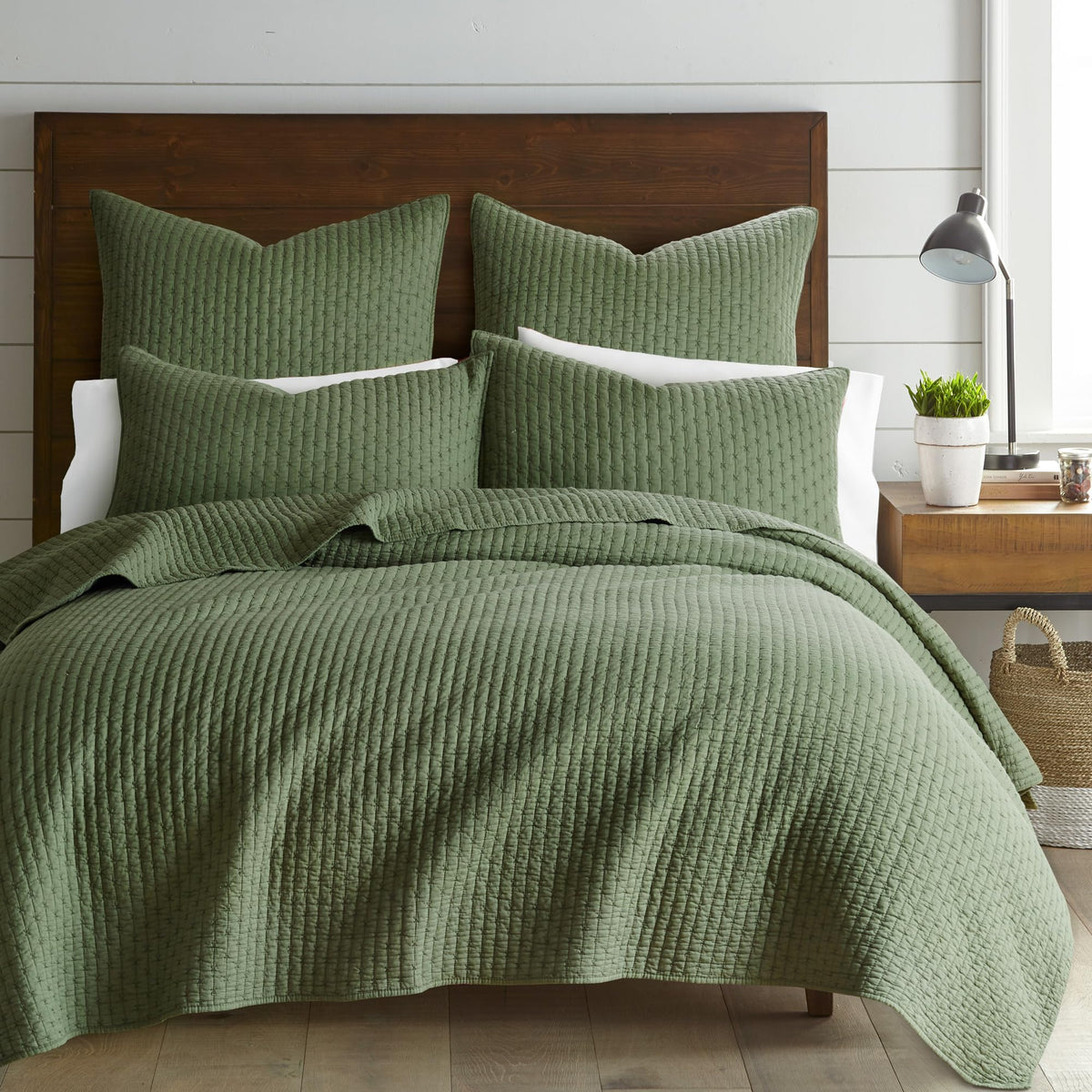 Levtex Home - Cross Stitch Forest Green Quilt Set - 100% Cotton - Twin/Twin Xl Quilt (68X86In.) + 1 Standard Sham (26X20In.) - R