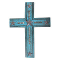 20 Western Large Turquoise Wood Wall Cross Rusty Fade Away Paint Texas Lone Star
