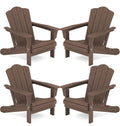 Kingyes Folding Adirondack Chair Set Of 4, Hdpe All-Weather Folding Adirondack Chair, Brown