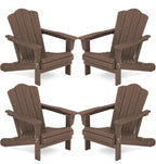 Kingyes Folding Adirondack Chair Set Of 4, Hdpe All-Weather Folding Adirondack Chair, Brown