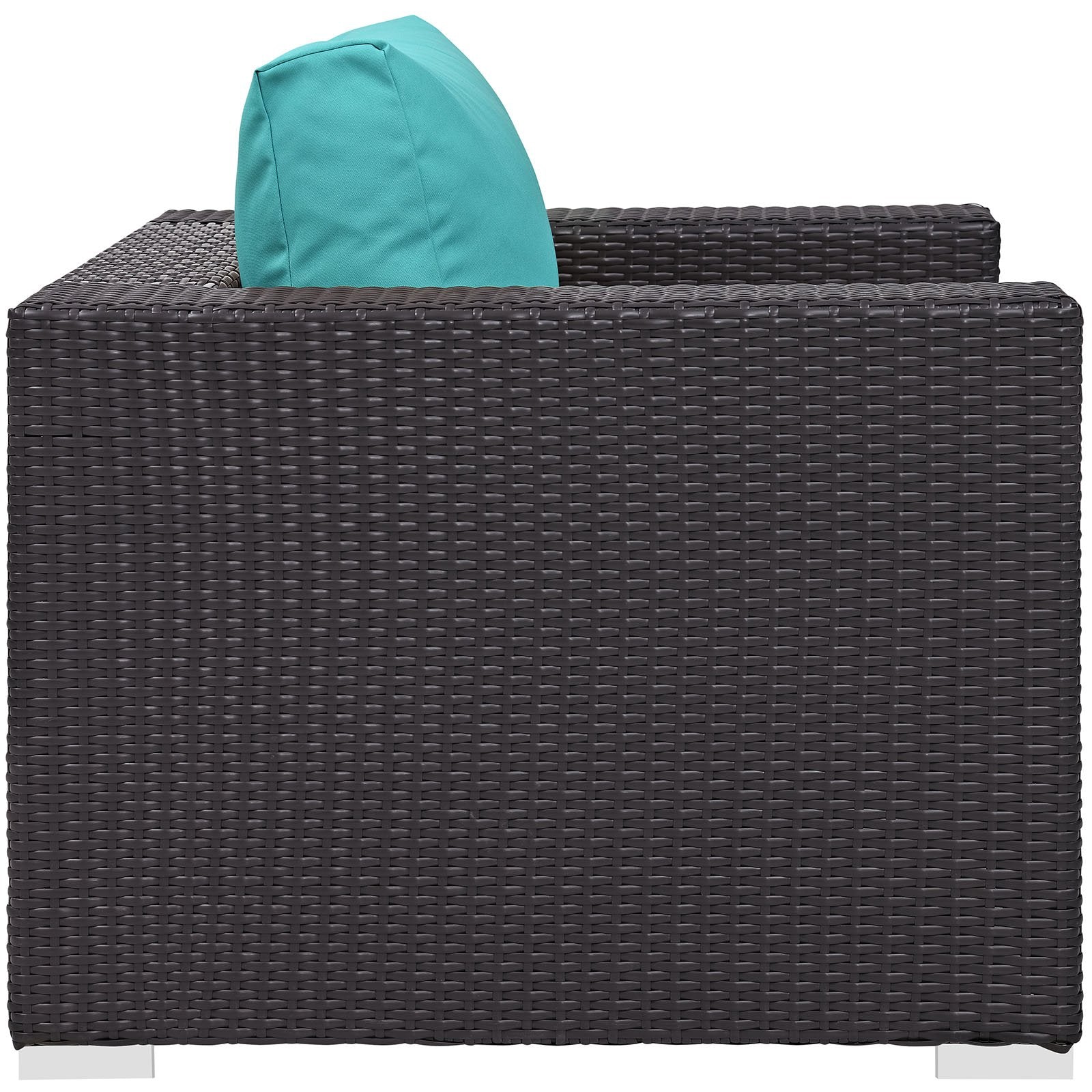 Modway Convene Wicker Rattan Outdoor Patio Armchair in Espresso Turquoise