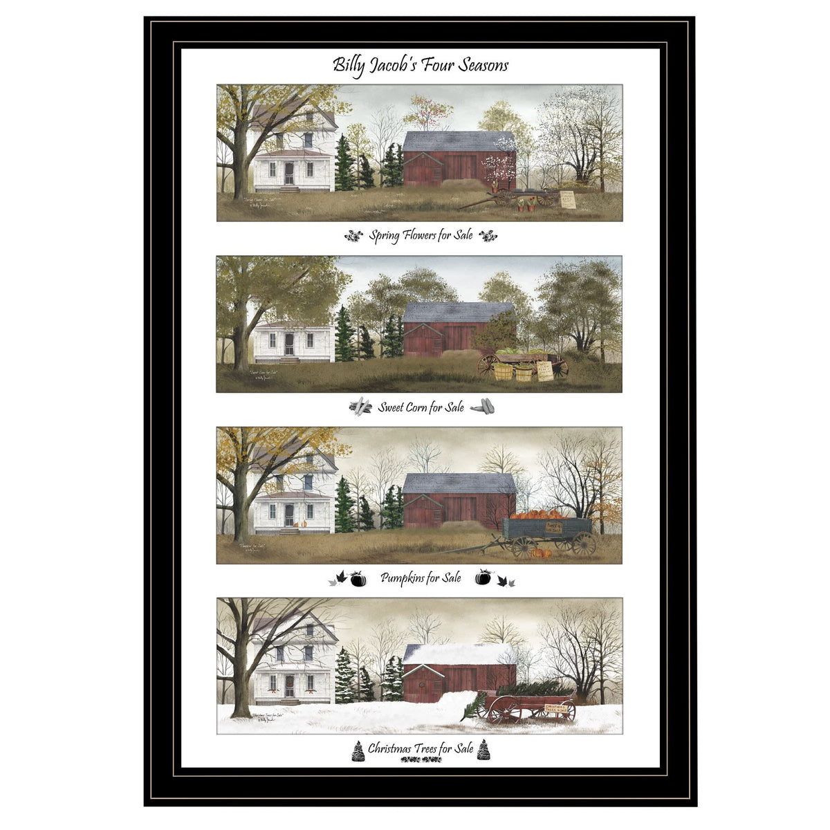 Four Seasons 1 Black Framed Print Wall Art