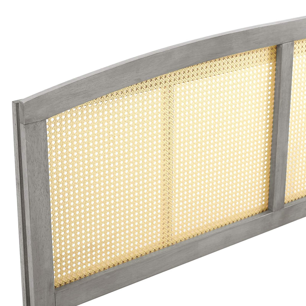 Modway Halcyon Cane Woven Rattan Queen Headboard In Gray