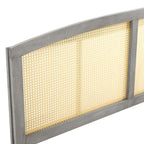 Modway Halcyon Cane Woven Rattan Queen Headboard In Gray