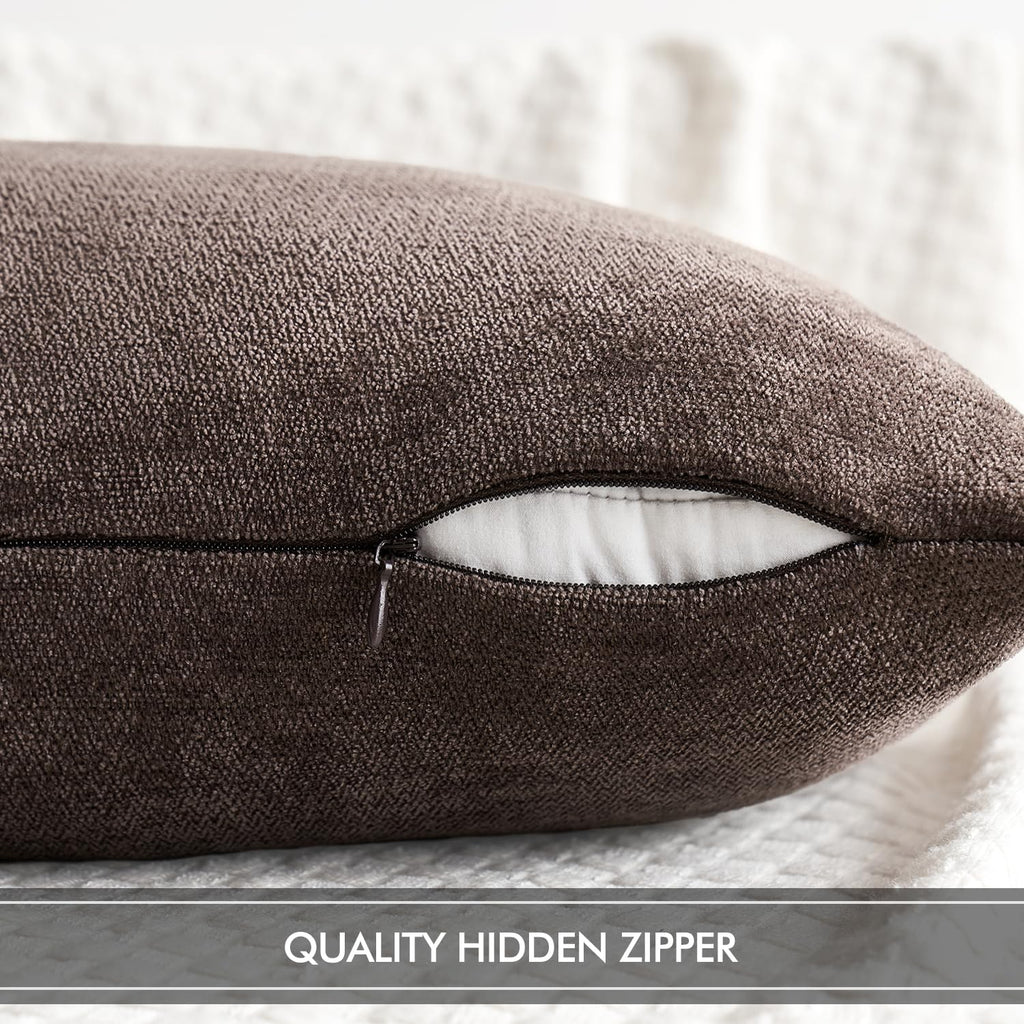 Miulee Pack Of 2 Dark Brown Decorative Pillow Covers 20X20 Inch Soft Chenille Couch Throw Pillows Farmhouse Cushion Covers For Home Decor Sofa Bedroom Living Room