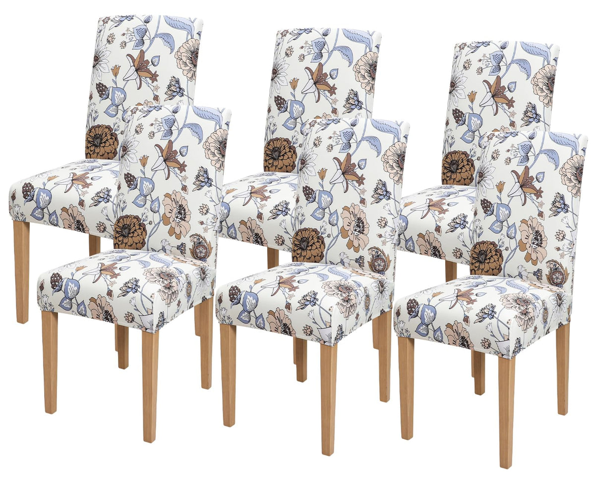 Forcheer Chair Covers For Dining Chairs Set Of 6,Summer Floral Stretch Dining Room Chair Cover Kitchen Parsons Chair Slipcovers (Pack Of 6, Summer Floral)