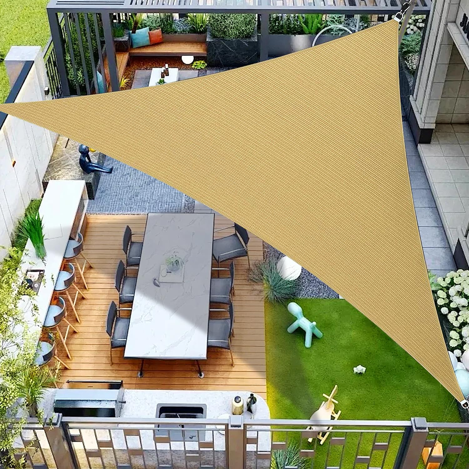20' X 20' X 20' Triangle Sun Sail Shades Canopy Uv Block Sun Shades Outdoor Patio Garden Backyard Pergola Shade Cover Sand