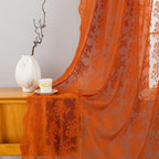 Orange Bohemian Curtains 102 Inches Long Rust Retro Lace Fall Curtains For Living Room Rod Pocket Autumn Farmhouse Halloween Dec
