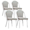 PURPLE LEAF Outdoor Dining Chair Set of 4 Aluminum Wicker Rattan Chairs for Garden Kitchen Backyard Porch White Print Finish Pat