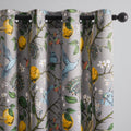 Topfinel Grey And Yellow Blackout Curtains 63 Inch Length 2 Panels, Hummingbird Black Floral Lemon Patterned Energy Efficient Gr
