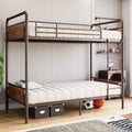 IDEALHOUSE Twin Over Twin Metal Bunk Bed with High Guardrail and Ladder, Convertible Metal Bunk Beds for Kids/Teens/Adults,Easy 