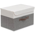 OUTBROS Collapsible Storage Cubes with Lid, Linen Fabric Wardrobe Baskets, Large Box For Towels, Clothes, 15 x 9.8 x 9.8 inch (W