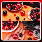 Black Red Floating Pearls | 150Pcs Black Red Pearls Bead For Centerpieces Vases | 8/14/20 Mm Black Red Floating Beads | Black Re