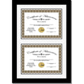Creative Picture Frames 14x20 Black Double Diploma Frame with White Matting Holds Two 8.5 x 11 -inch Media and Installed Wall Ha