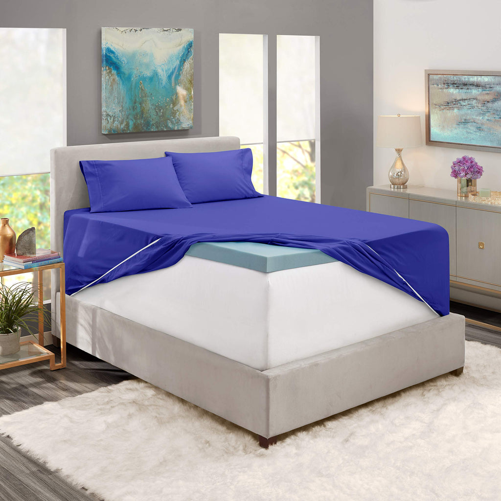 Nestl Extra Deep Pocket Fitted Sheet - Ultra Deep Pocket Bed Sheet Set - Super Deep Pocket 4 Piece Set - Extra Deep Fitted Sheets - 60 X 80 Inches - Extra Deep Pocket Queen Size Sheets - Royal Blue