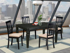 East West Furniture WEAN5-BLK-C 5 Piece Kitchen Table Set Includes a Rectangle Dining Room Table with Butterfly Leaf and 4 Linen Fabric Upholstered Chairs, 42x60 Inch, Black