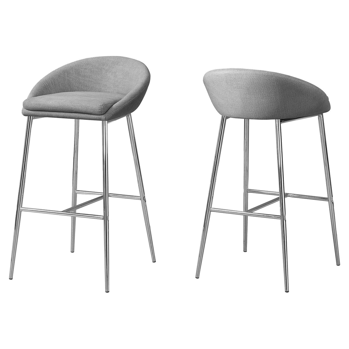 HomeRoots Furniture 41' x 41' x 71'.5' Grey, Foam, Metal, Polyester - Barstool Set of 2