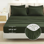 Litanika Dark Olive Green Queen Size Comforter Set - 7 Pieces Bed In A Bag Queen Beddding Comforter Sets, Plain Lightweight Bed