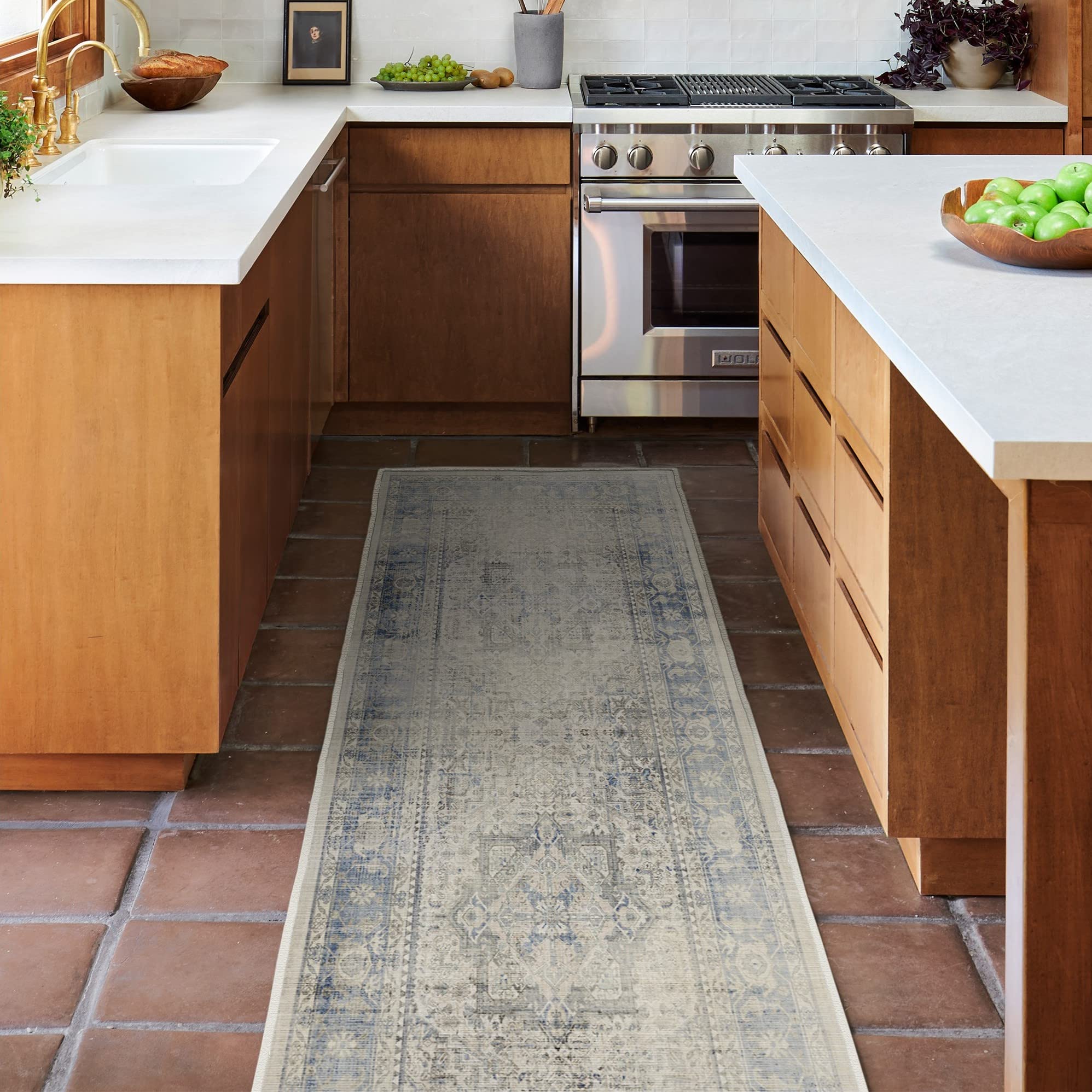 Ruggable Kamran Runner Rug - Perfect Vintage Washable Rug For Entryway Hallway Kitchen - Pet & Child Friendly - Stain & Water Re