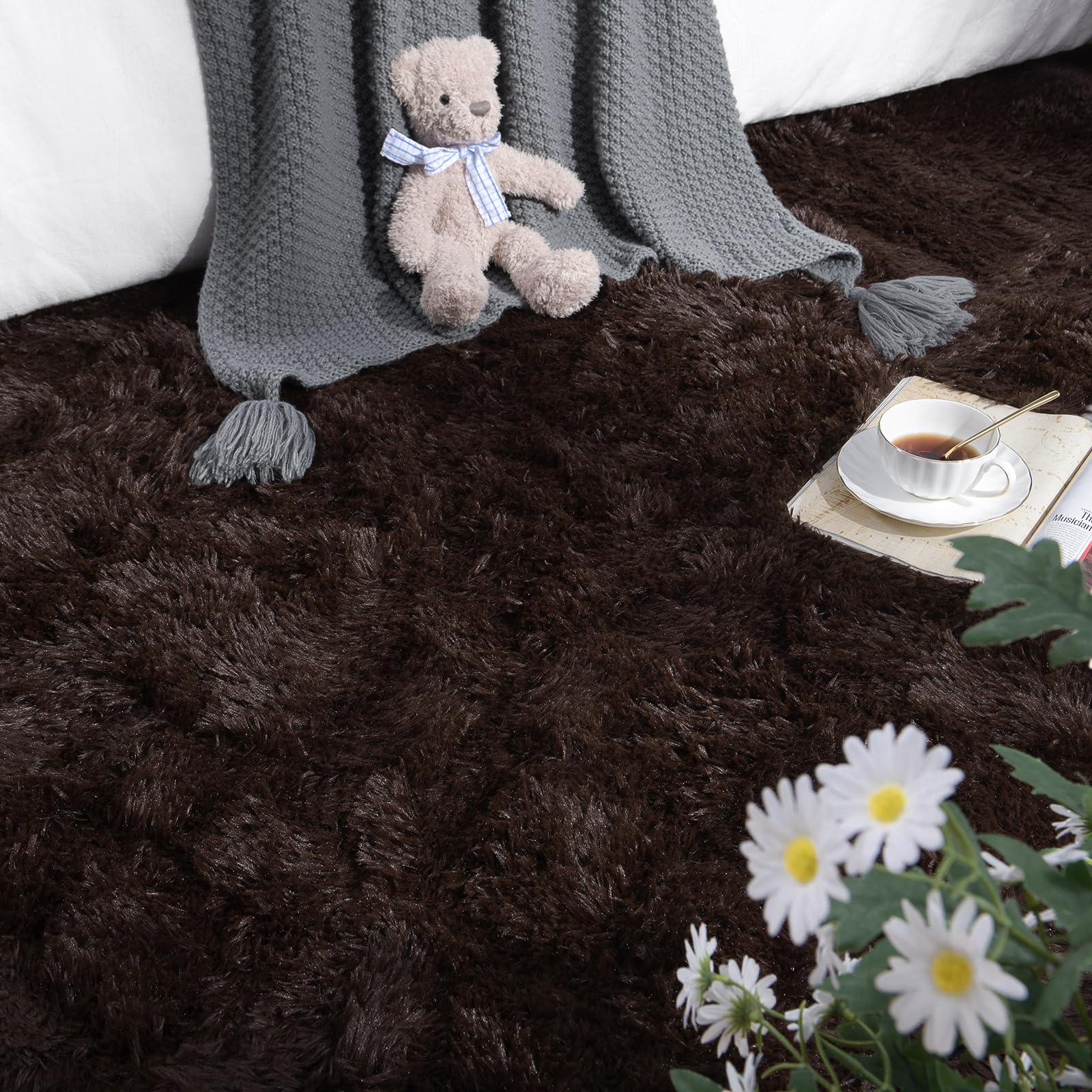 Detum Dark Brown Runner Rug 2X6 For Hallyway Entryway Kitchen Fluffy Area Rugs For Bedroom Soft Kids Room Rugs Machine Washable