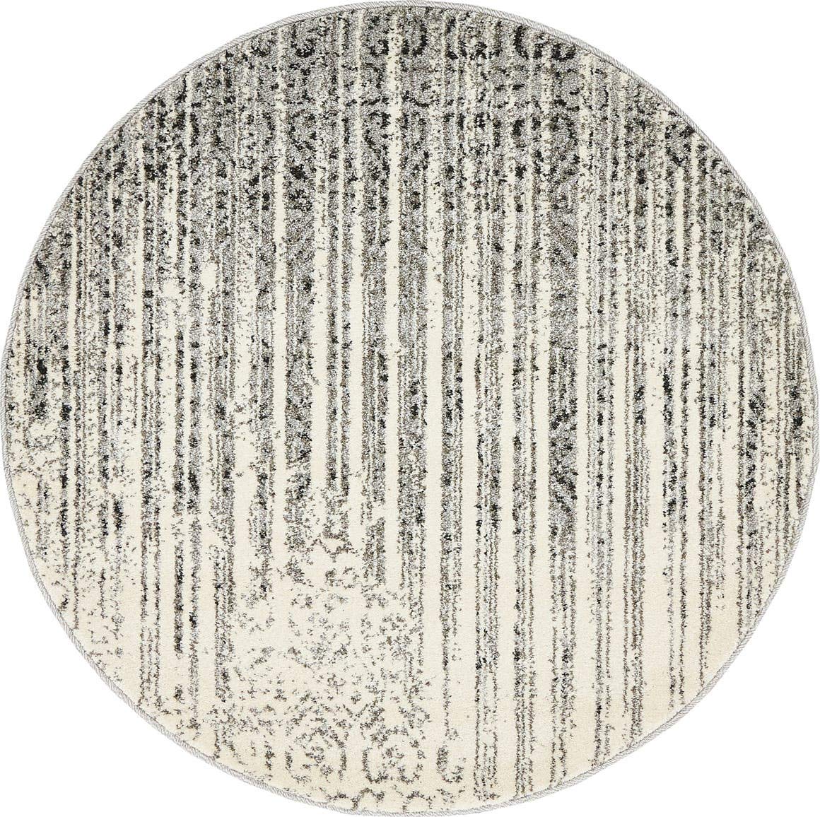 Unique Loom Del Mar Collection Area Rug - Jennifer (3 3 Round, Gray/ Black)