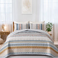 Wongs Bedding Boho Quilt Set California King Size, Yellow Bohemian 3 Pieces Fall Quilt Sets, Lightweight Microfiber Bedspread Co