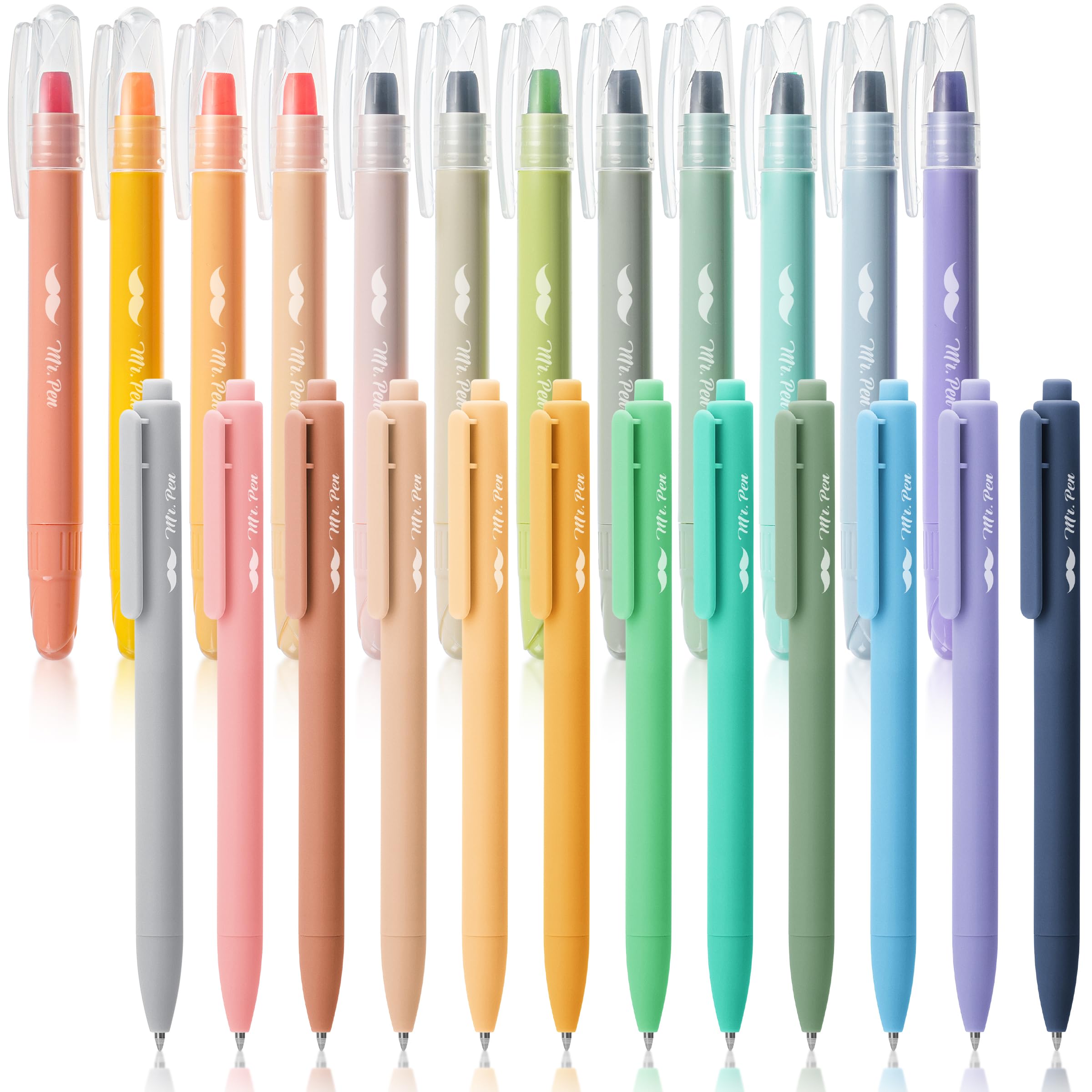 Mr. Pen- Bible Highlighters And Pens, 24 Pack, Gel Highlighters, Serene Colors Bible Highlighters No Bleed, Colored Gel Pens, Ge