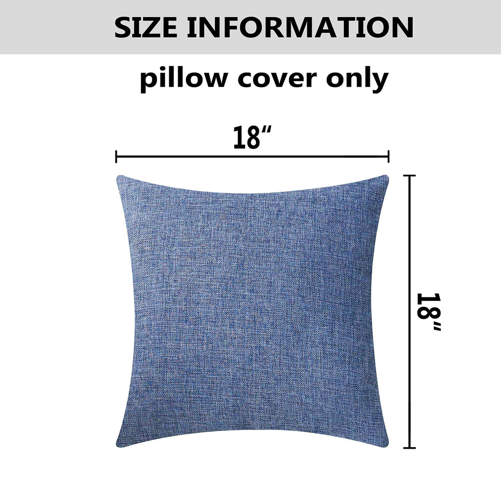 Home Brilliant Burlap Lined Linen Throw Pillow Covers Decorative For Couch, 18X18 Inches(45X45Cm), Navy Blue