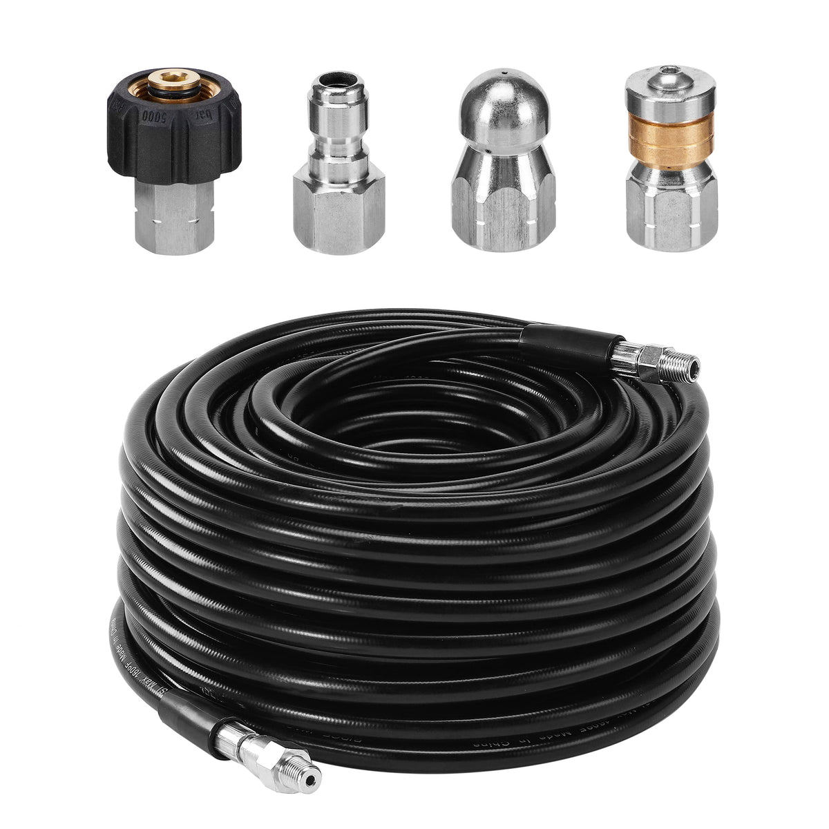 Ridge Washer Sewer Jetter Kit For Pressure Washer, 100 Feet Hose, 1/4 Inch, Drain Jetting, Laser And Rotating Sewer Nozzle, 3600