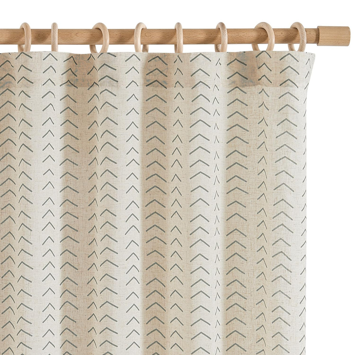 Jinchan Printed Linen Curtains, 96 Inches Long 2 Panels Boho Curtains For Living Room, Grey Flax Linen Farmhouse Herringbone Cur