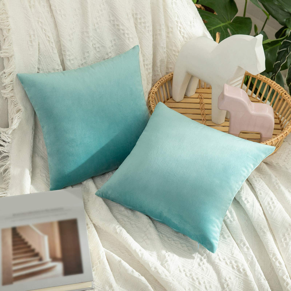 Miulee Pack Of 2 Velvet Pillow Covers Decorative Square Pillowcase Soft Solid Cushion Case For Spring Sofa Bedroom Car 12X12 Inc