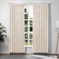 TWOPAGES Sand Beige Linen Pinch Pleat Drape for Living Room, Window Treatment Curtain Panel Double Layer Room Darkening Light Fi