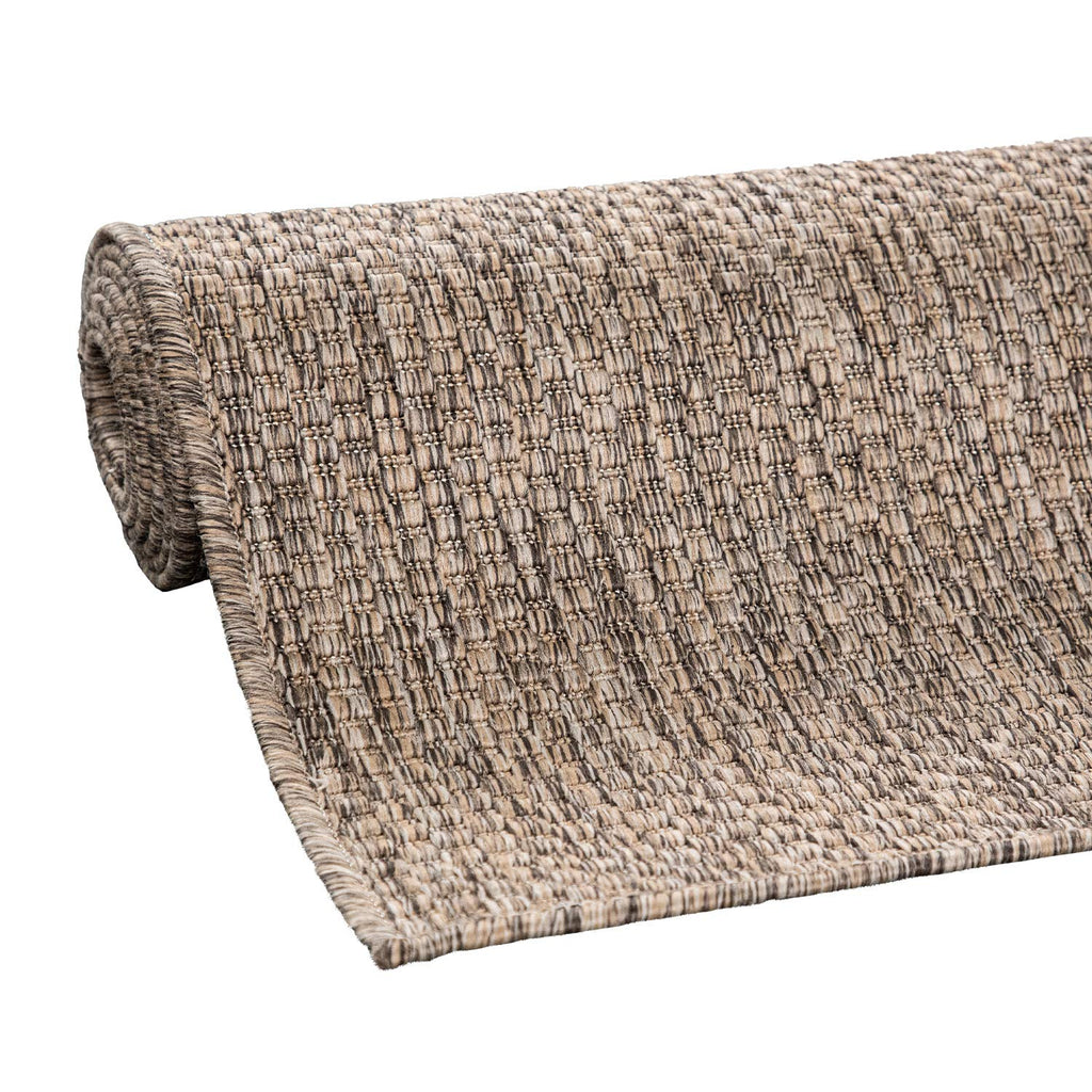 Solid Outdoor Rug For Patio Or Balcony Weatherproof In Mottled Brown, Size: 5'3' X 7'3'