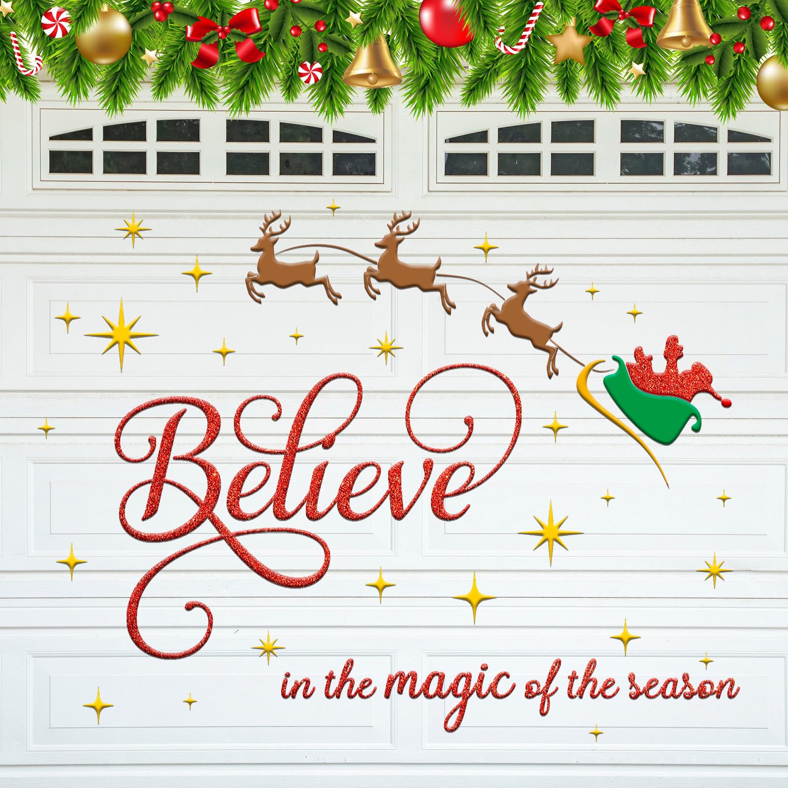 Landhoow 41 Pcs Magnetic Christmas Garage Door Decorations Christmas Garage Magnets Believe Quote Stickers Magnetic Holiday Sant