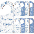 CORNER LACE Baby Closet Dividers 8PCS, Blue Shell & Bows Themed Wooden Double-Sided Clothes Size Hanger/Organizer from Newborn t