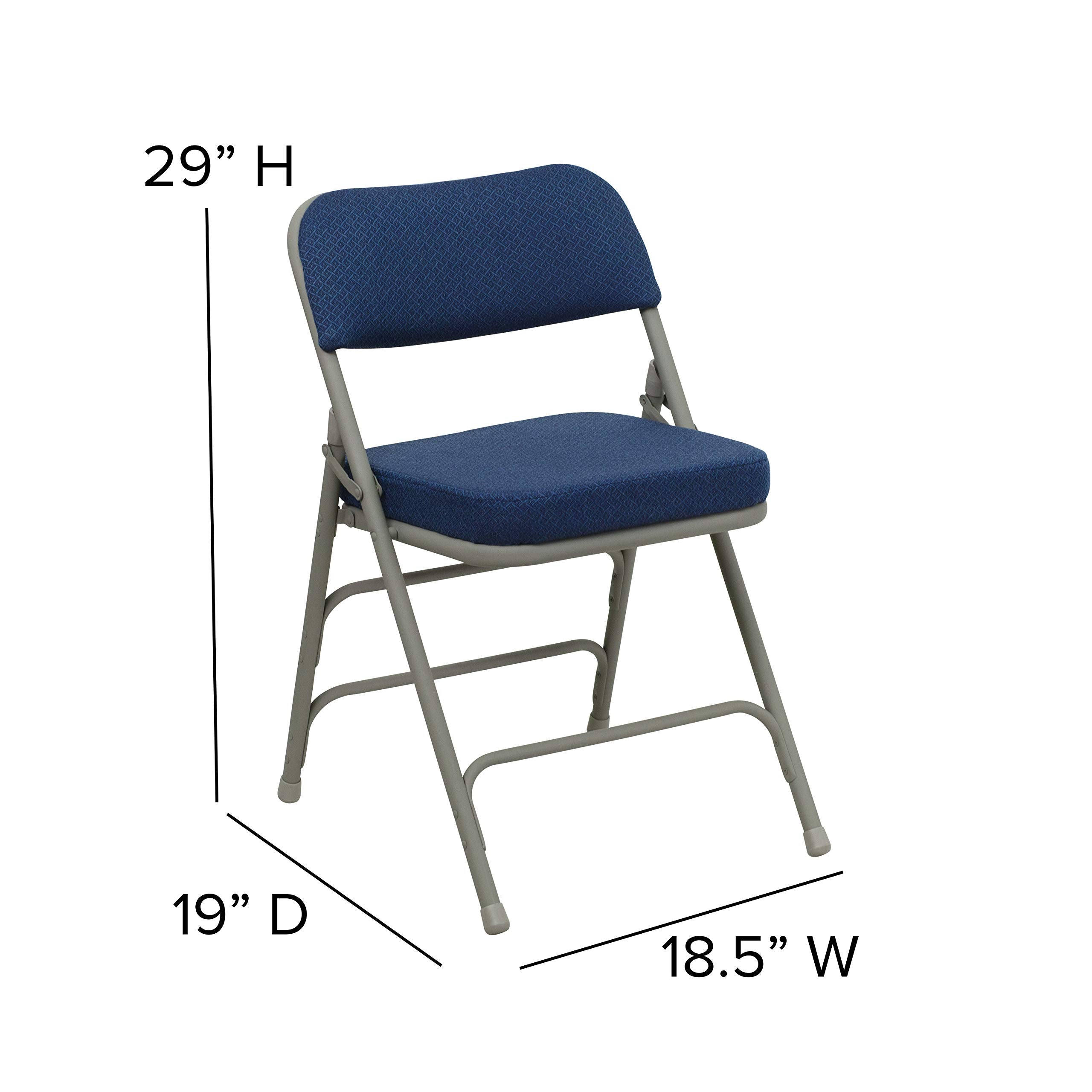 Hercules Series Premium Curved Triple Braced & Quad Hinged Navy Fabric Upholstered Metal Folding Chair [Ha-Mc320Af-Nvy-Gg]