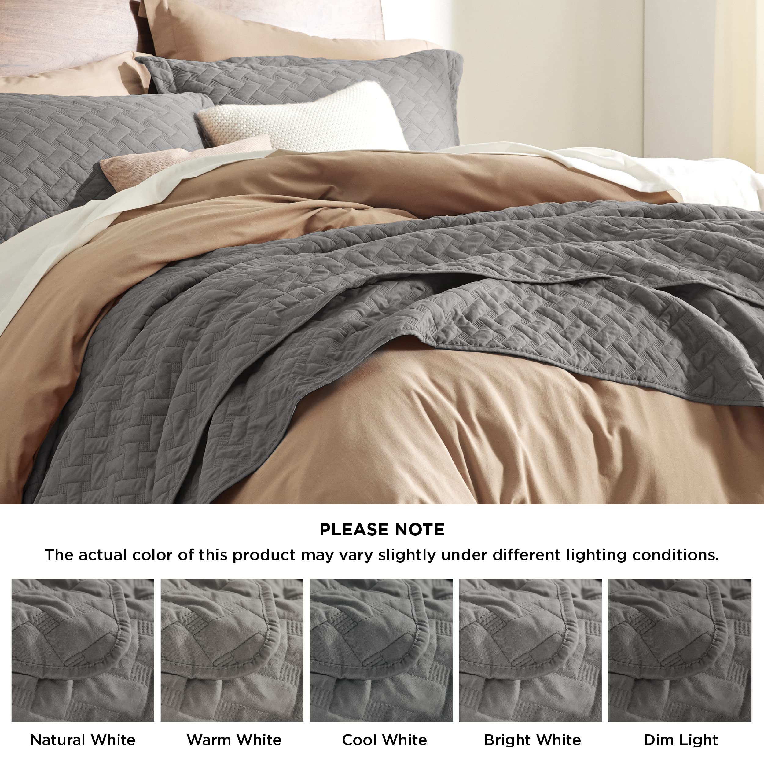 Bedsure Queen Quilt Bedding Set - Lightweight Summer Quilt Full/Queen - Grey Bedspreads Queen Size - Bedding Coverlets For All S